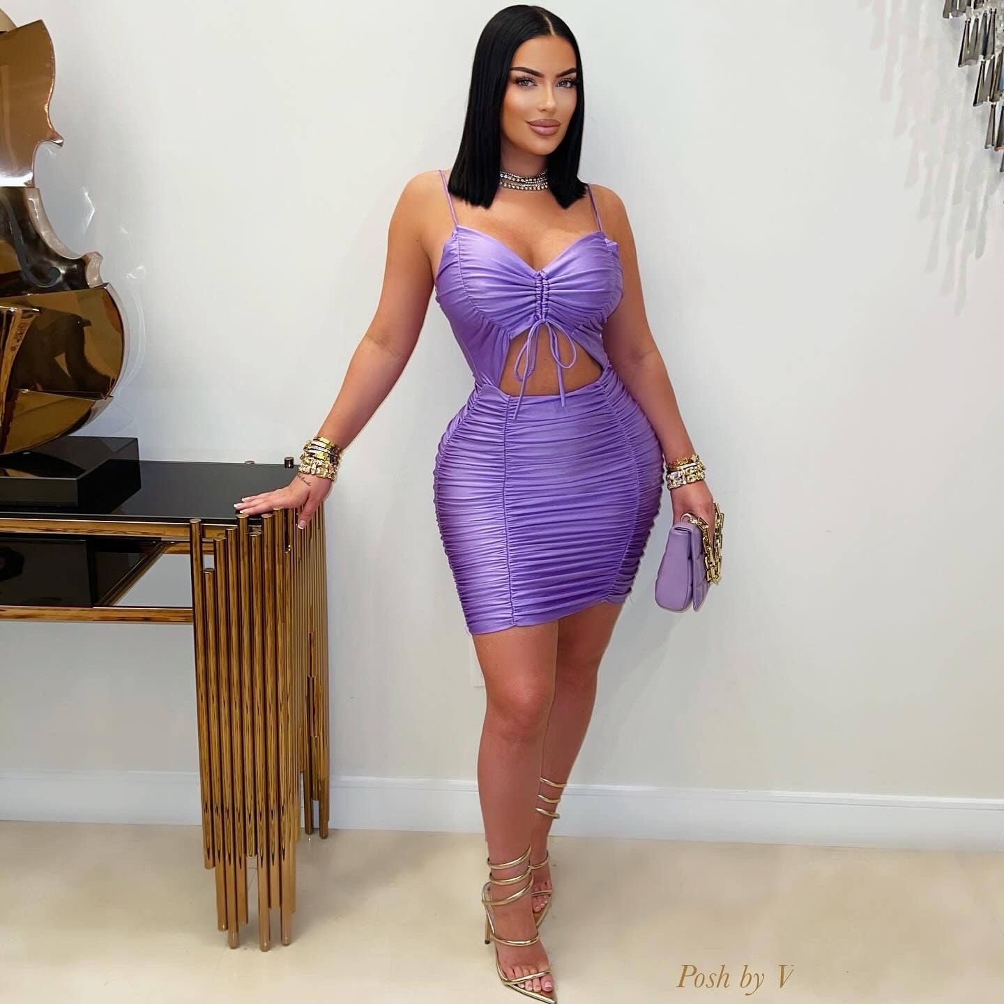 Oria ruched dress (Purple)