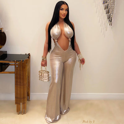 luxe glam jumpsuit (Champagne)