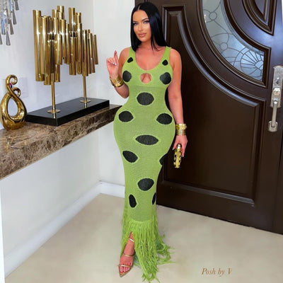 Zenilla knit maxi dress (Lime/black)