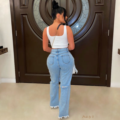 Desi patch distressed jeans