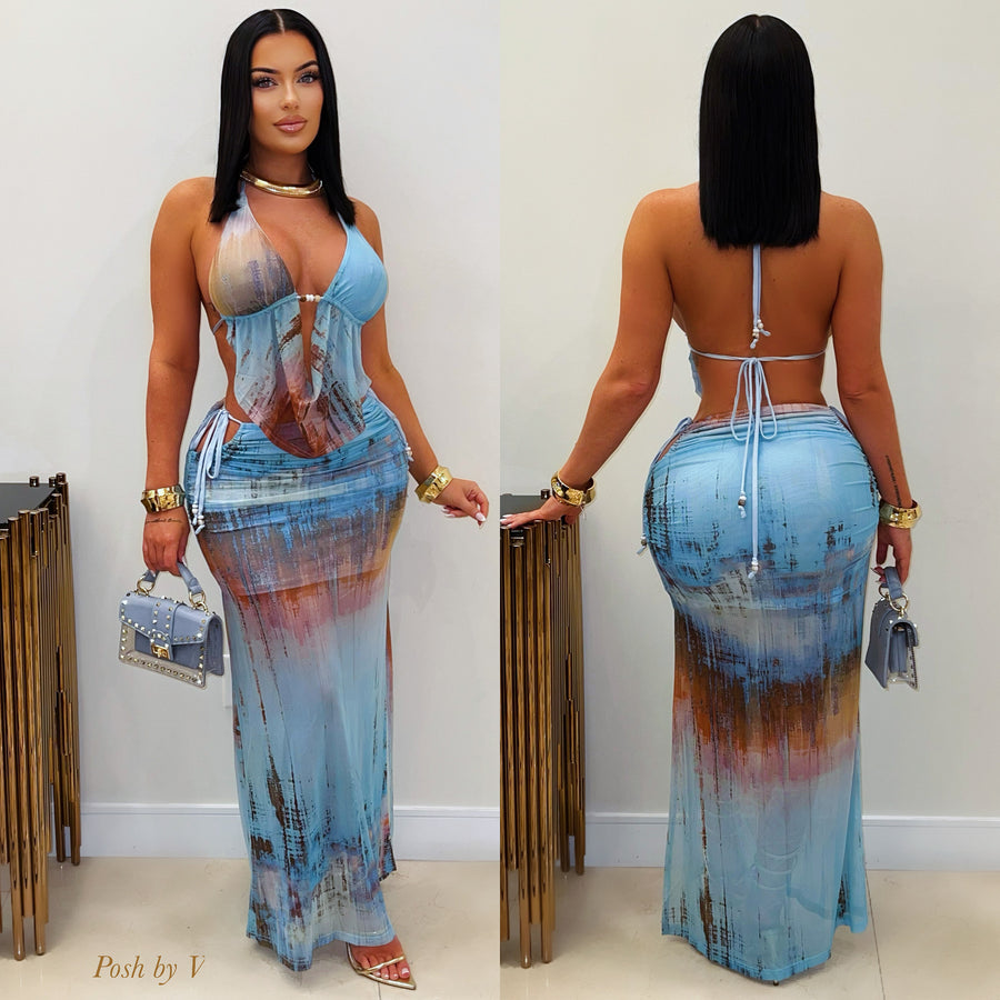 Prima skirt set (Blue multi)