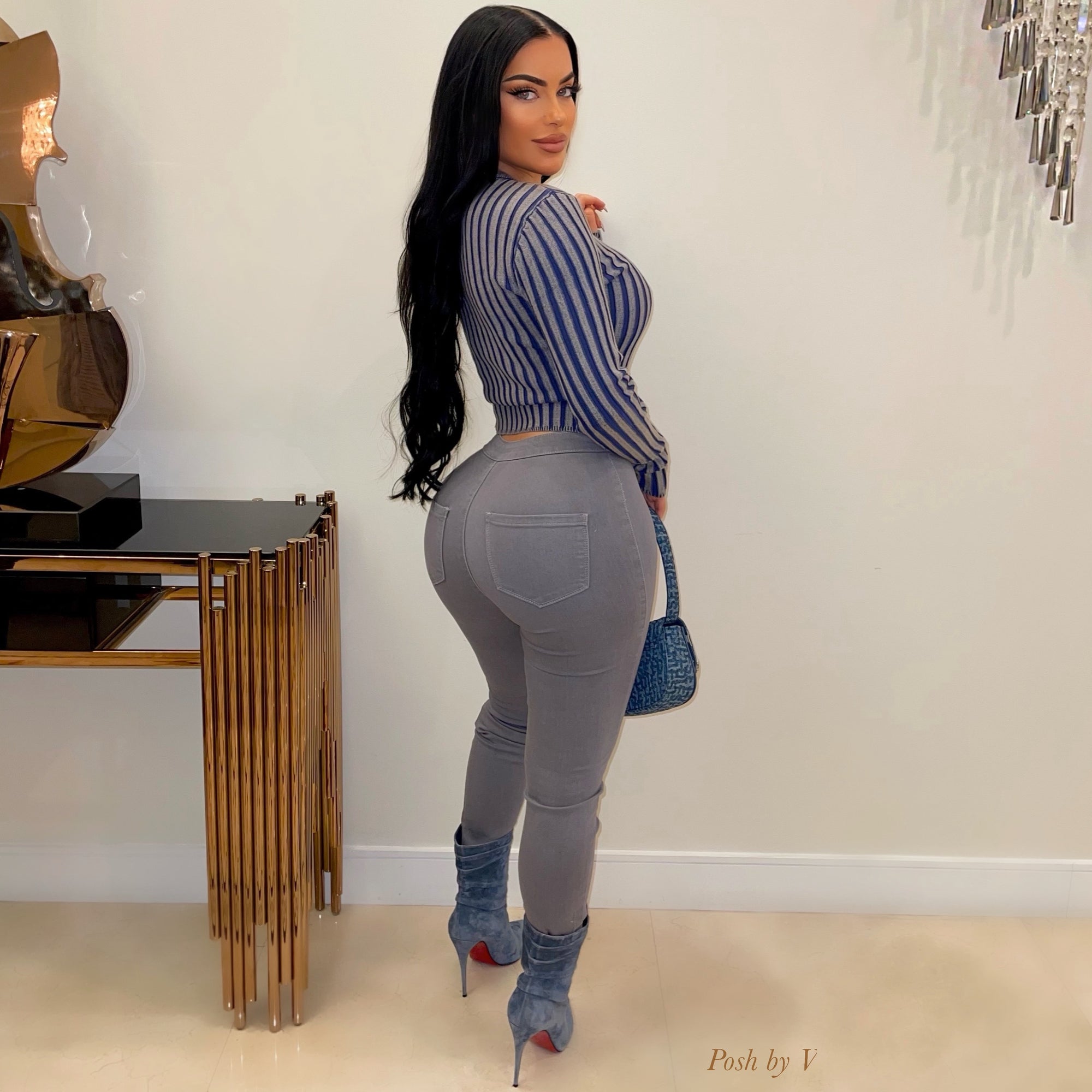 Sade slit Jeans (Grey)