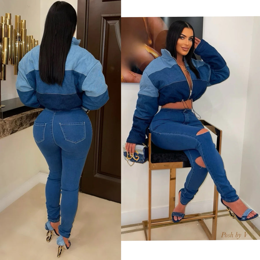 Sade slit Jeans (Blue)