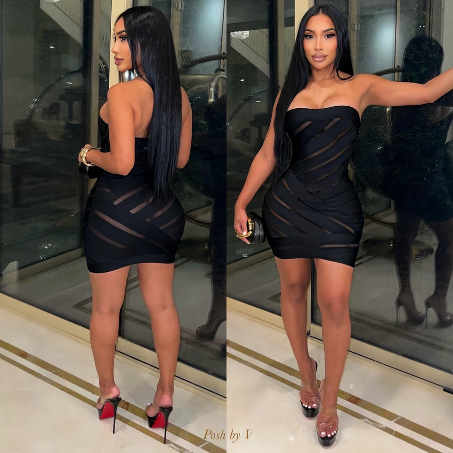 Viola caged bandage dress (Black)