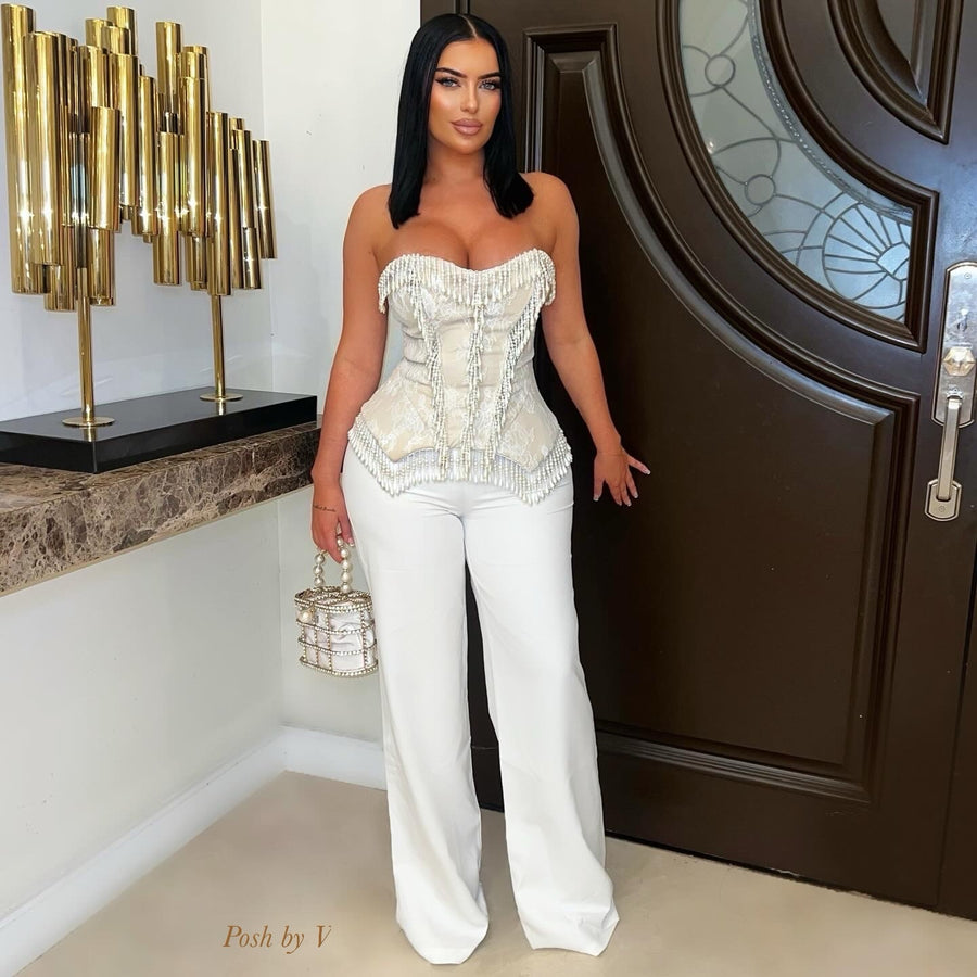 Uliza corset pants set (Beige/ivory)