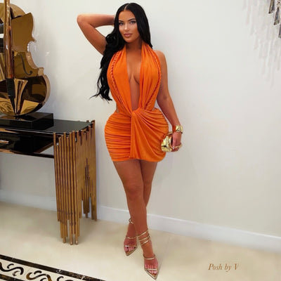 Venice ruched dress (Orange)