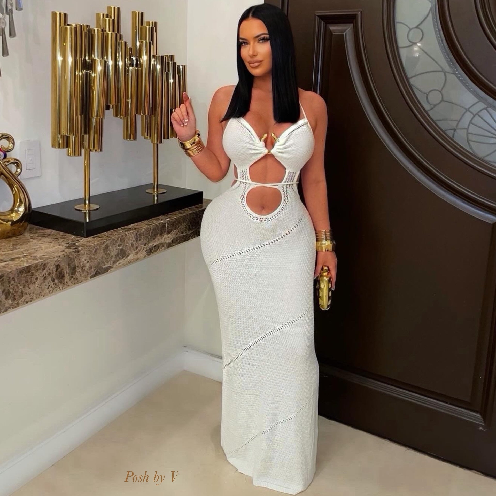 Jetai crochet maxi dress (White)