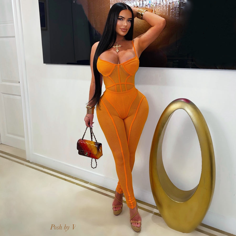 Mille caged leggings set (Orange)