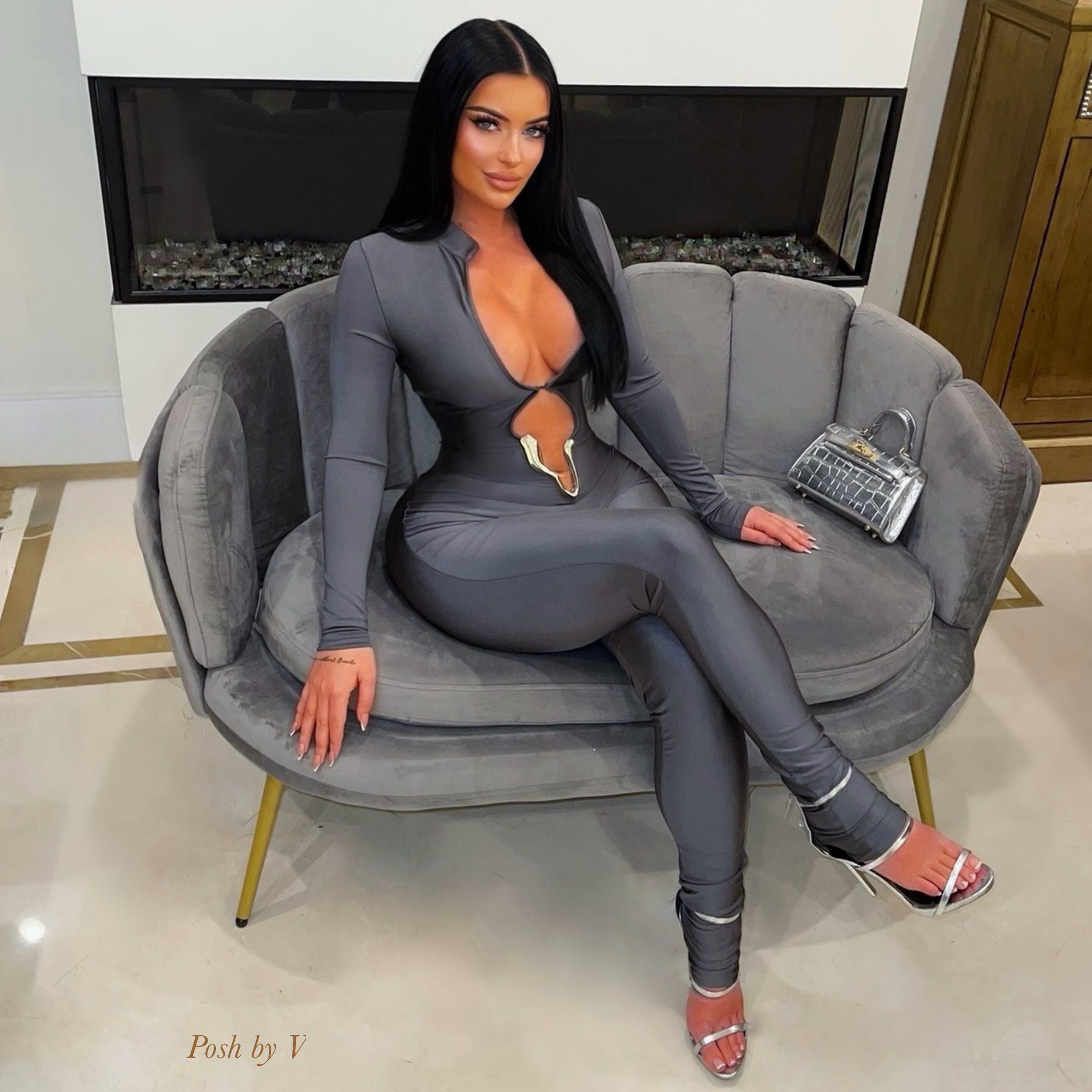 V luxe jumpsuit (Grey/silver)