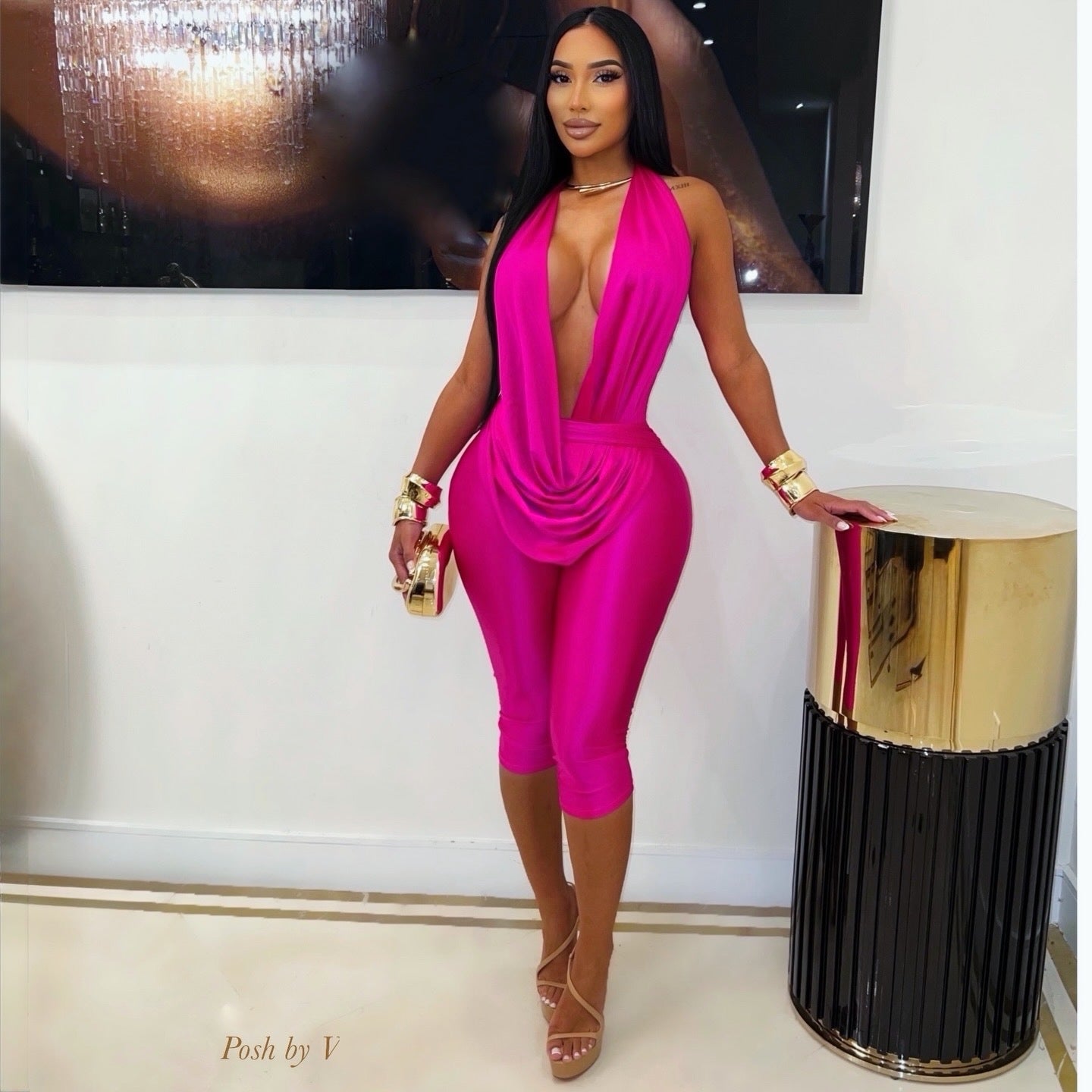 Mika cowl jumpsuit (Pink)