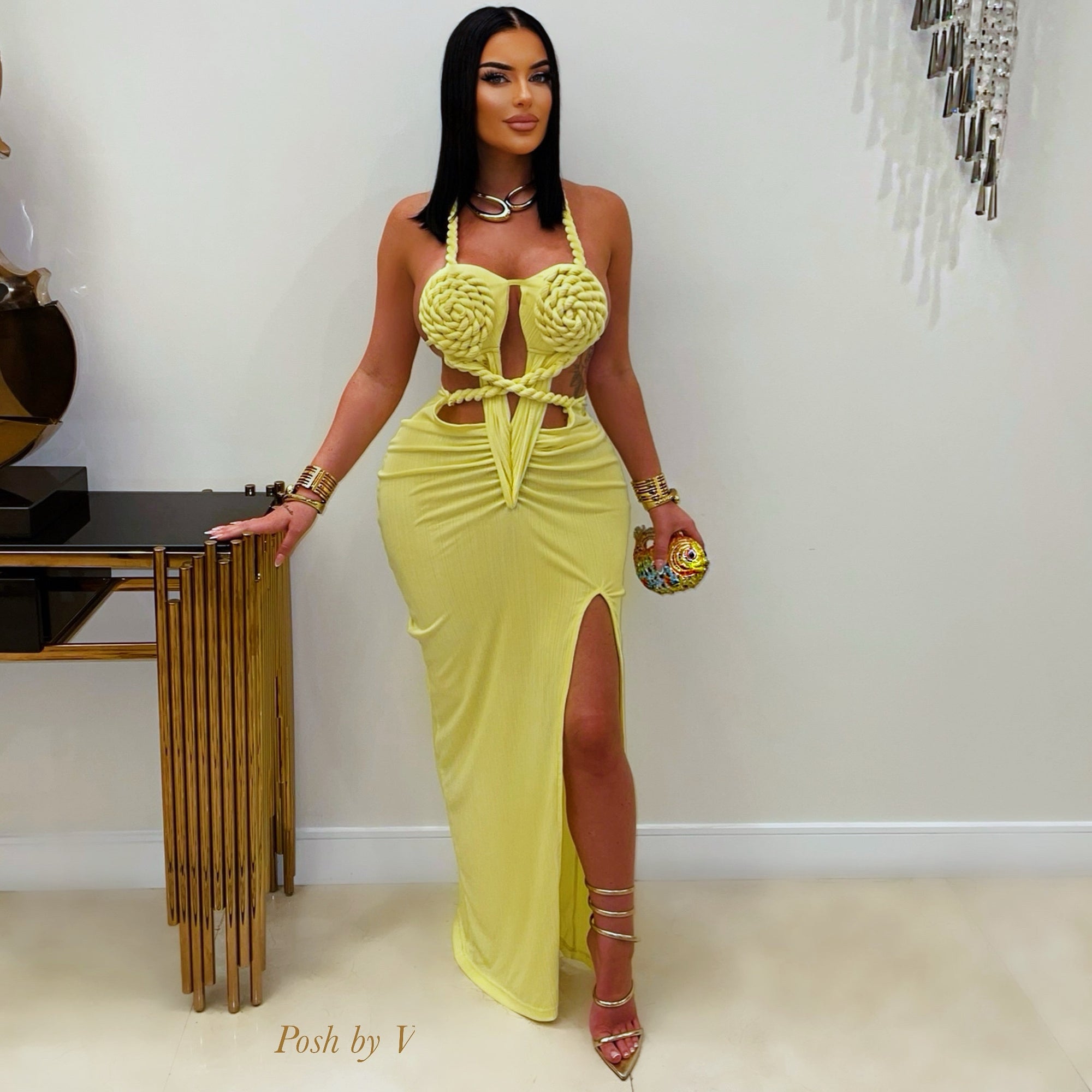 Cancun rope maxi dress (Yellow)