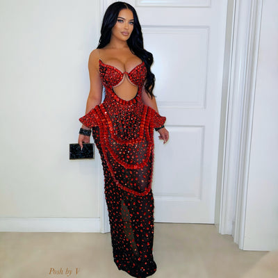 Anaija crystal gown (Pink/black)