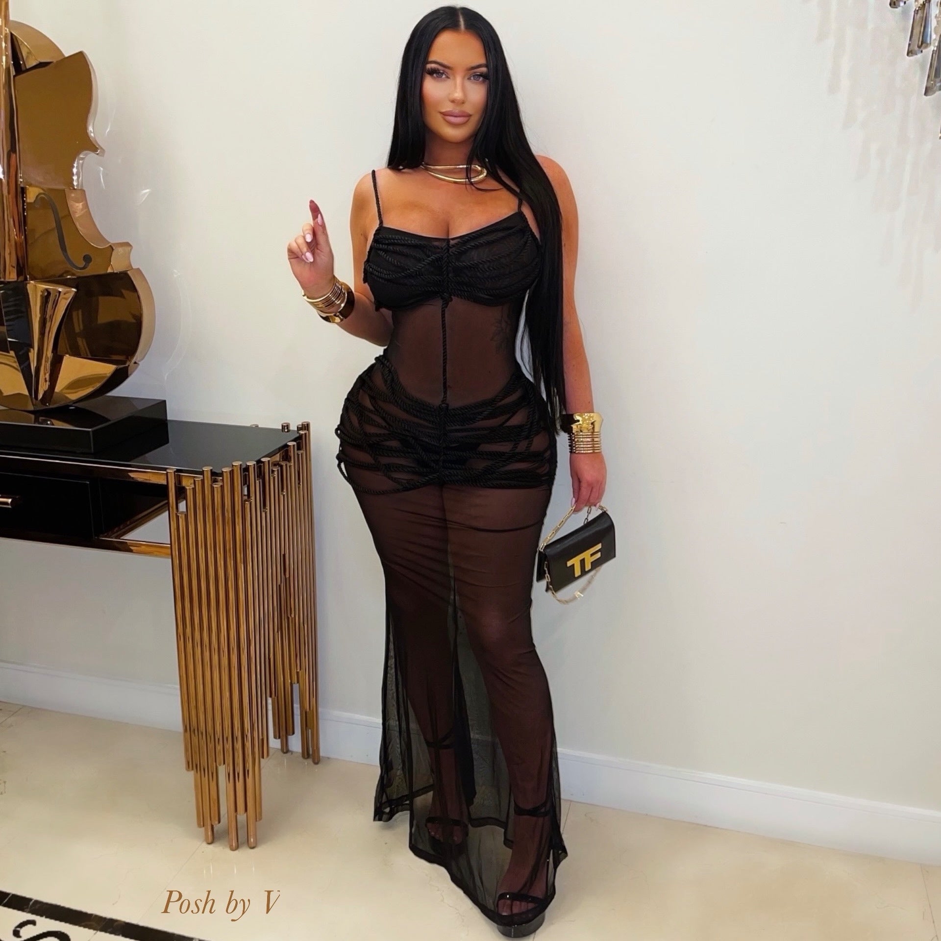 Asha rope maxi dress (Black)
