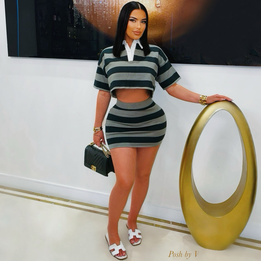 Opal stripe skirt set (Blue/royal)