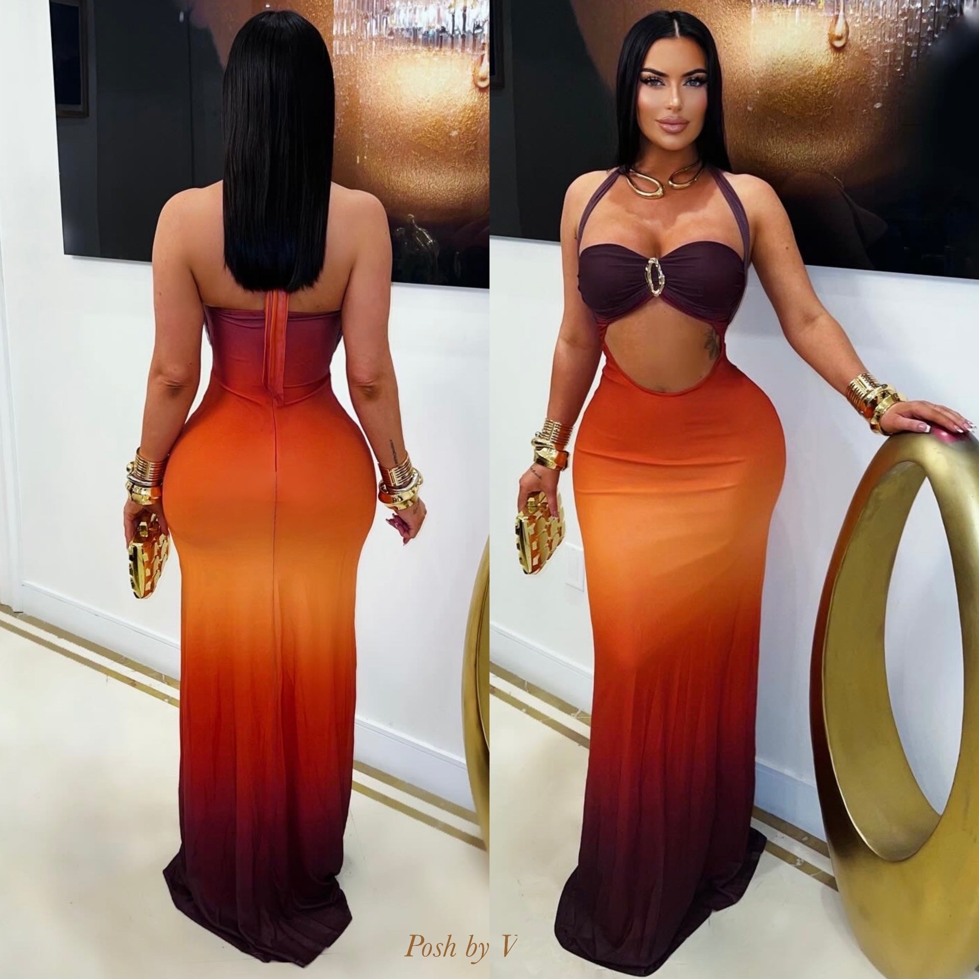 Solara maxi dress (Blue ombré)