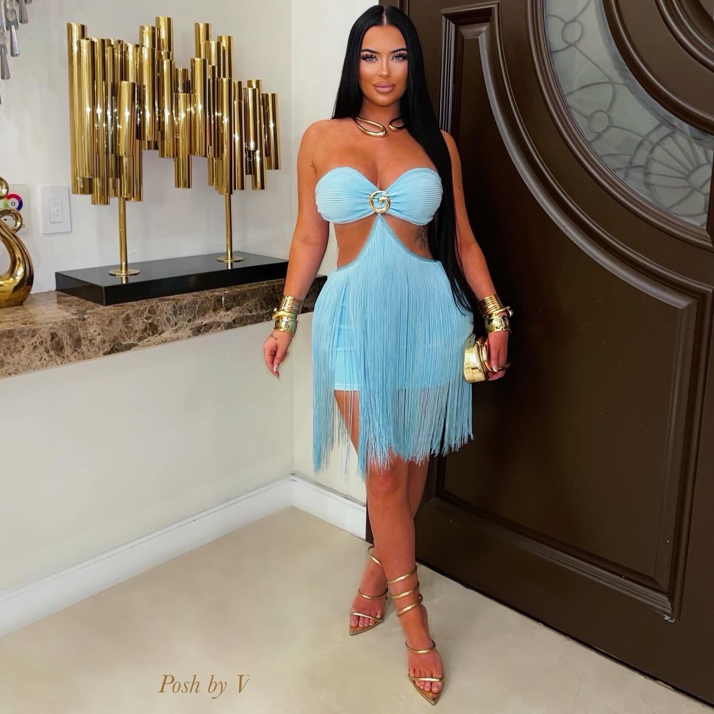 Sachel tassel dress (Blue/gold)