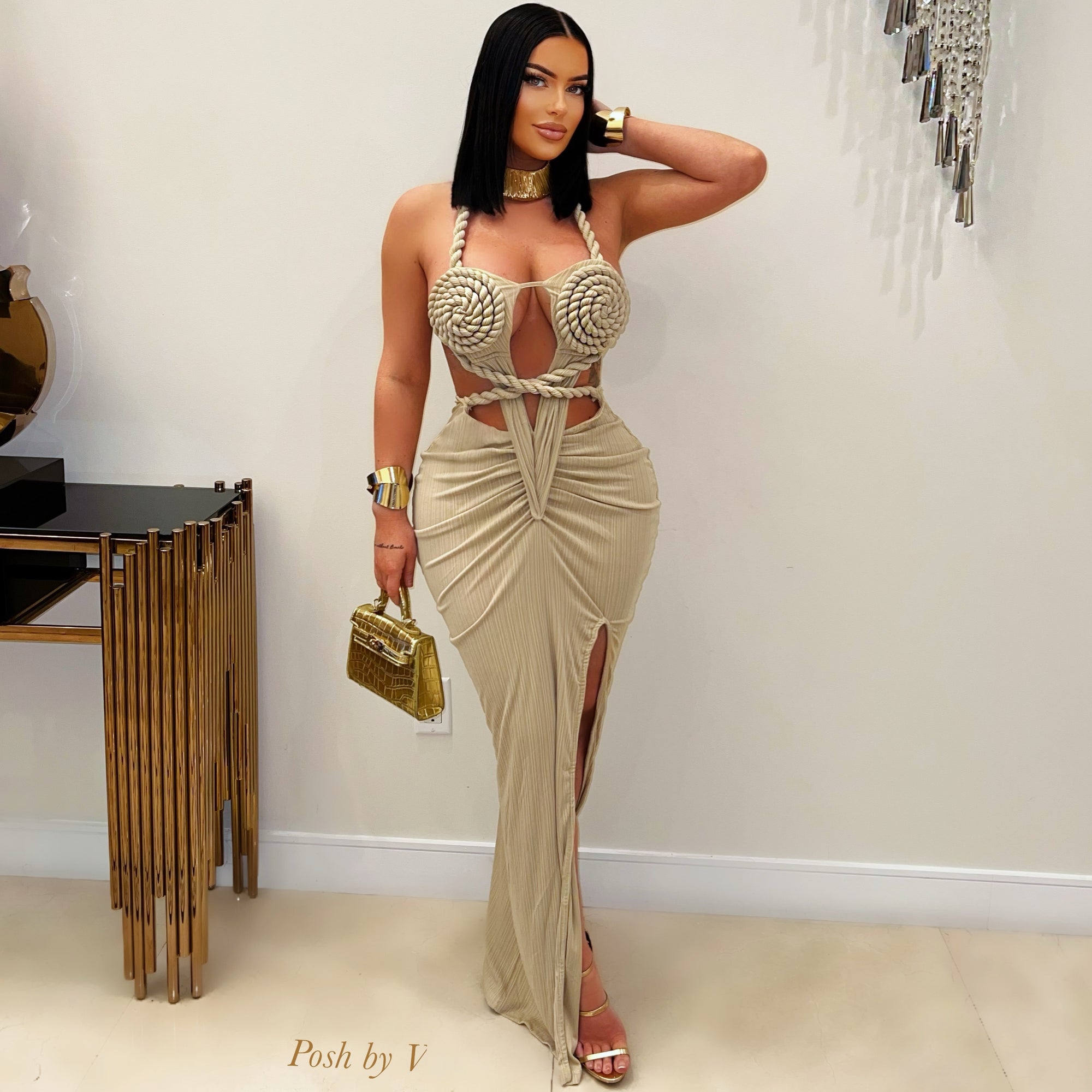 Cancun rope maxi dress (Nude)