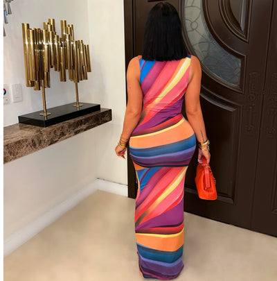 Lucy swirl maxi dress (Orange multi)