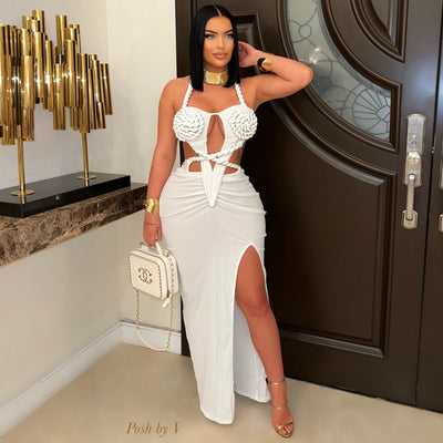 Cancun rope maxi dress (White)
