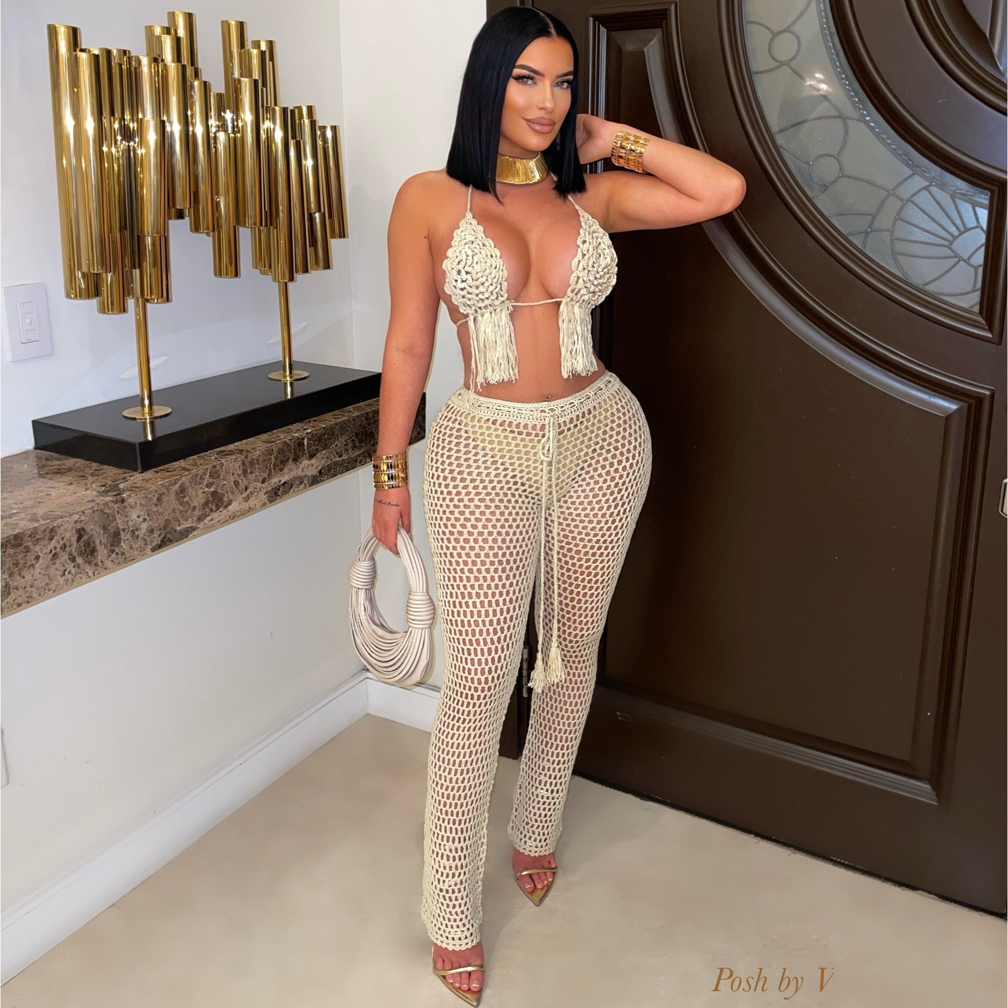 Bali crochet pants set (Black)