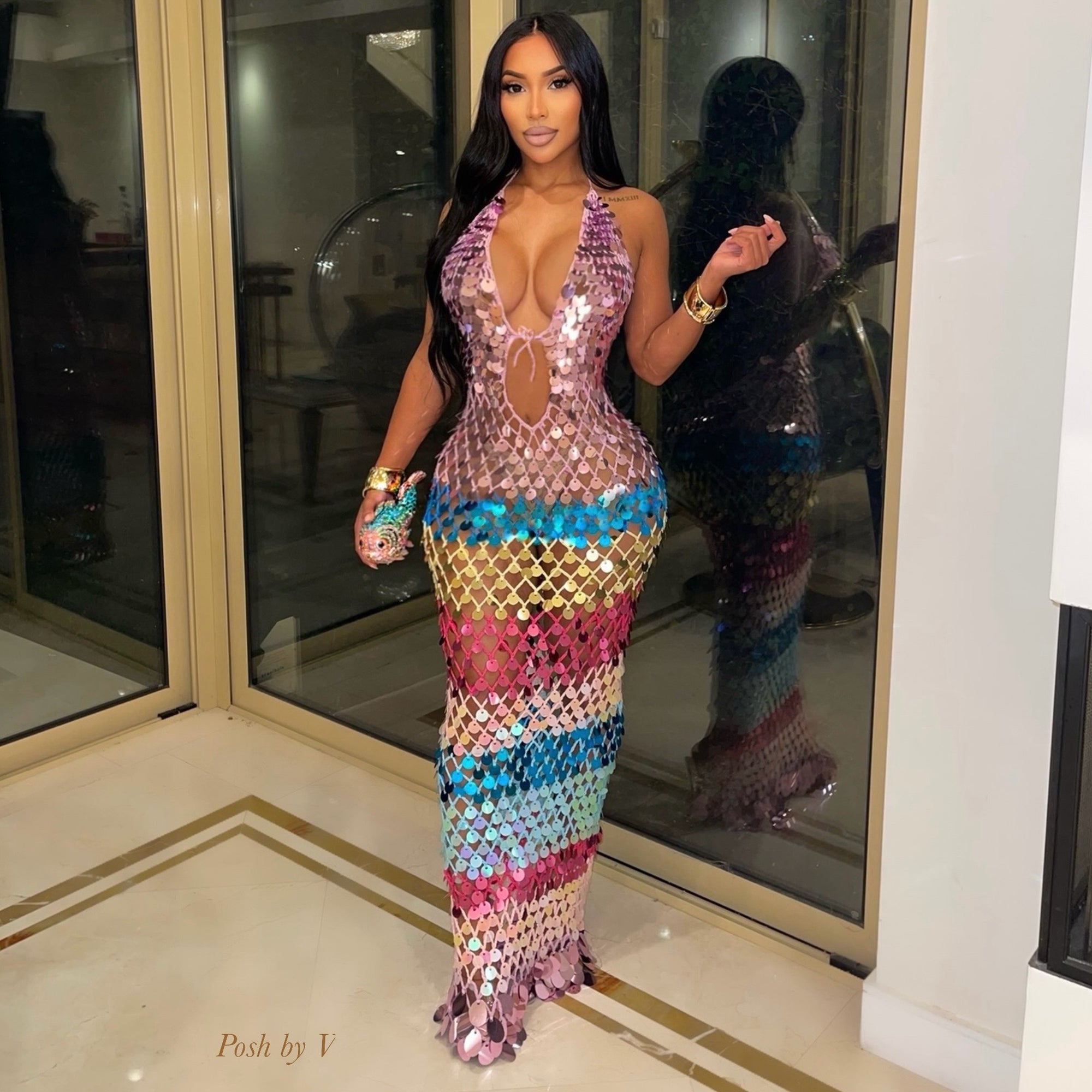 Amari mermaid dress (Purple multi)