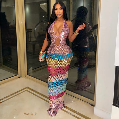 Amari mermaid dress (Purple multi)