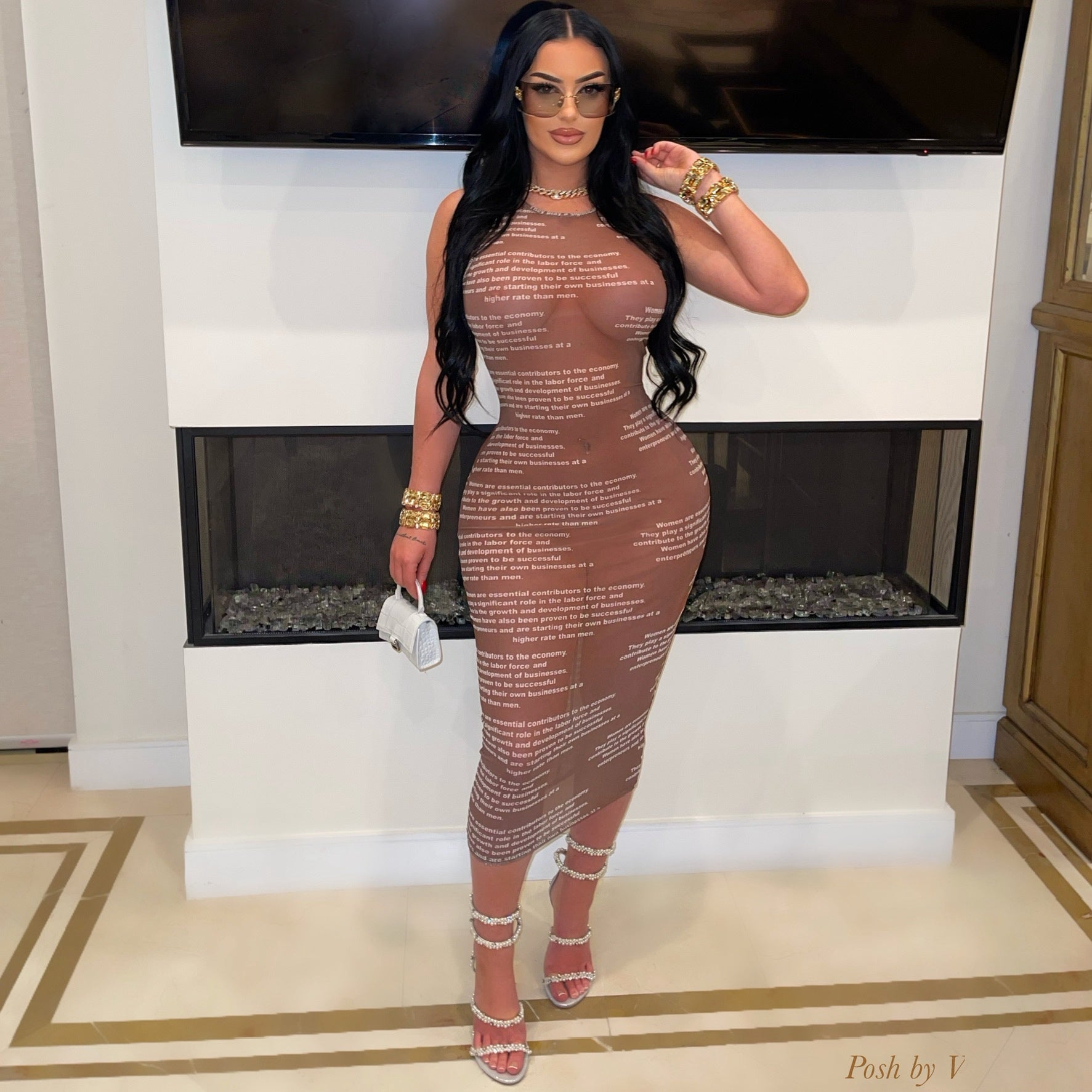 Fierce midi dress (Brown/white)