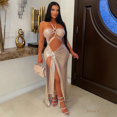 Esau metallic maxi dress (Champagne)