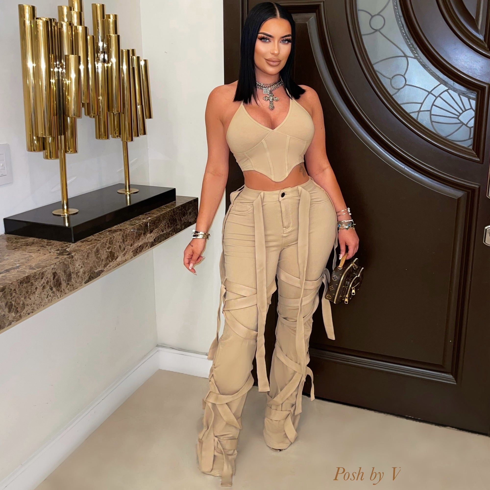 Enzo caged pants set (Nude)