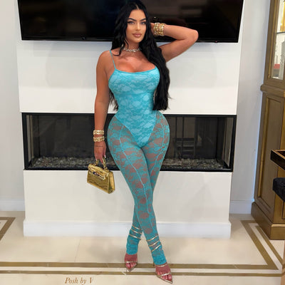 Dele lace jumpsuit (Aqua)