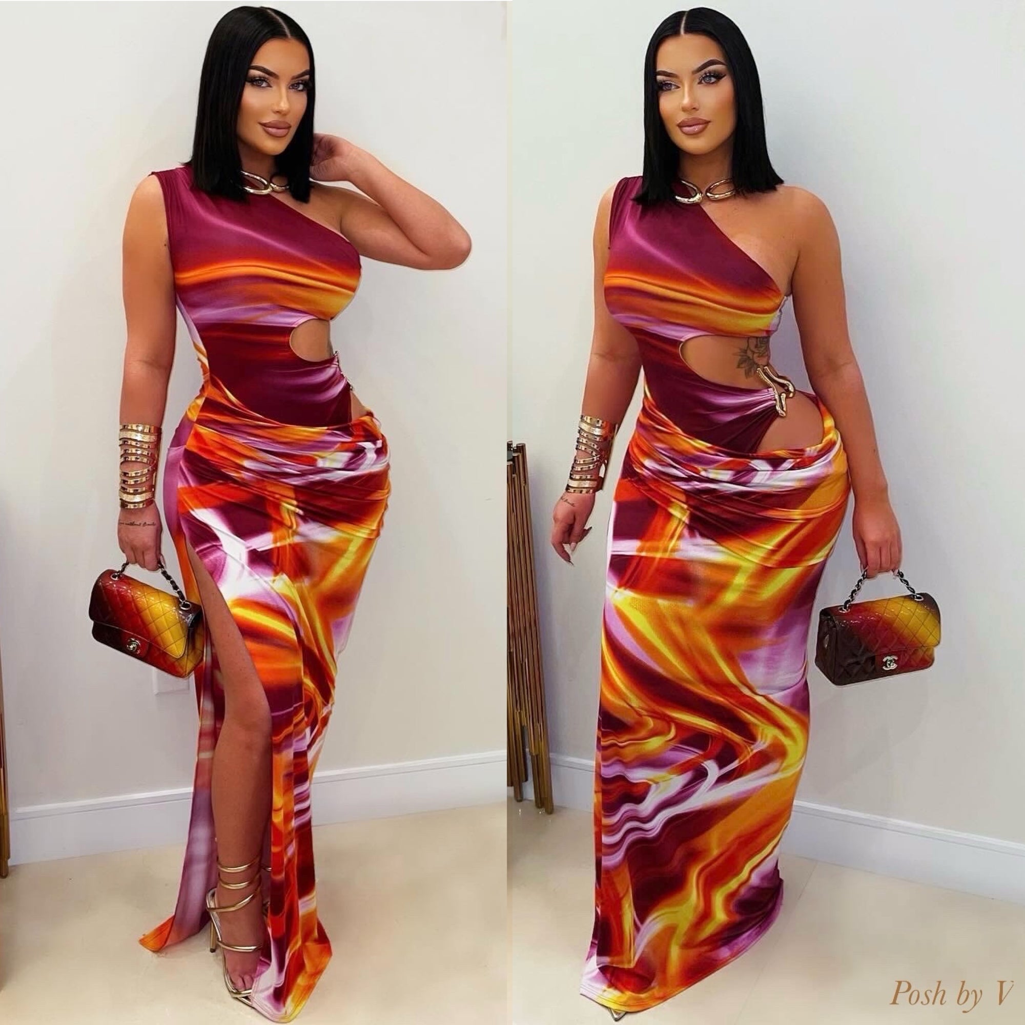Posh couture dress (Wine multi)