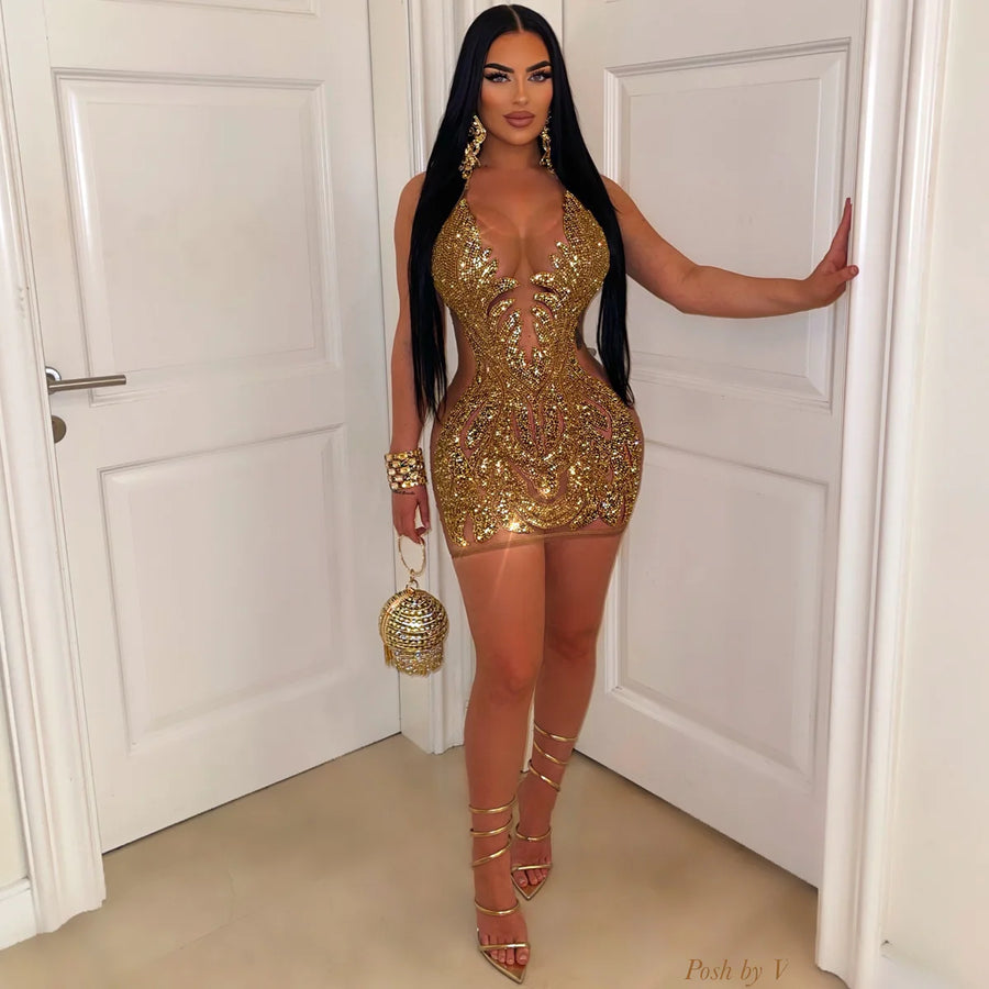 Yaya ruched ombré dress (Blue/lime)