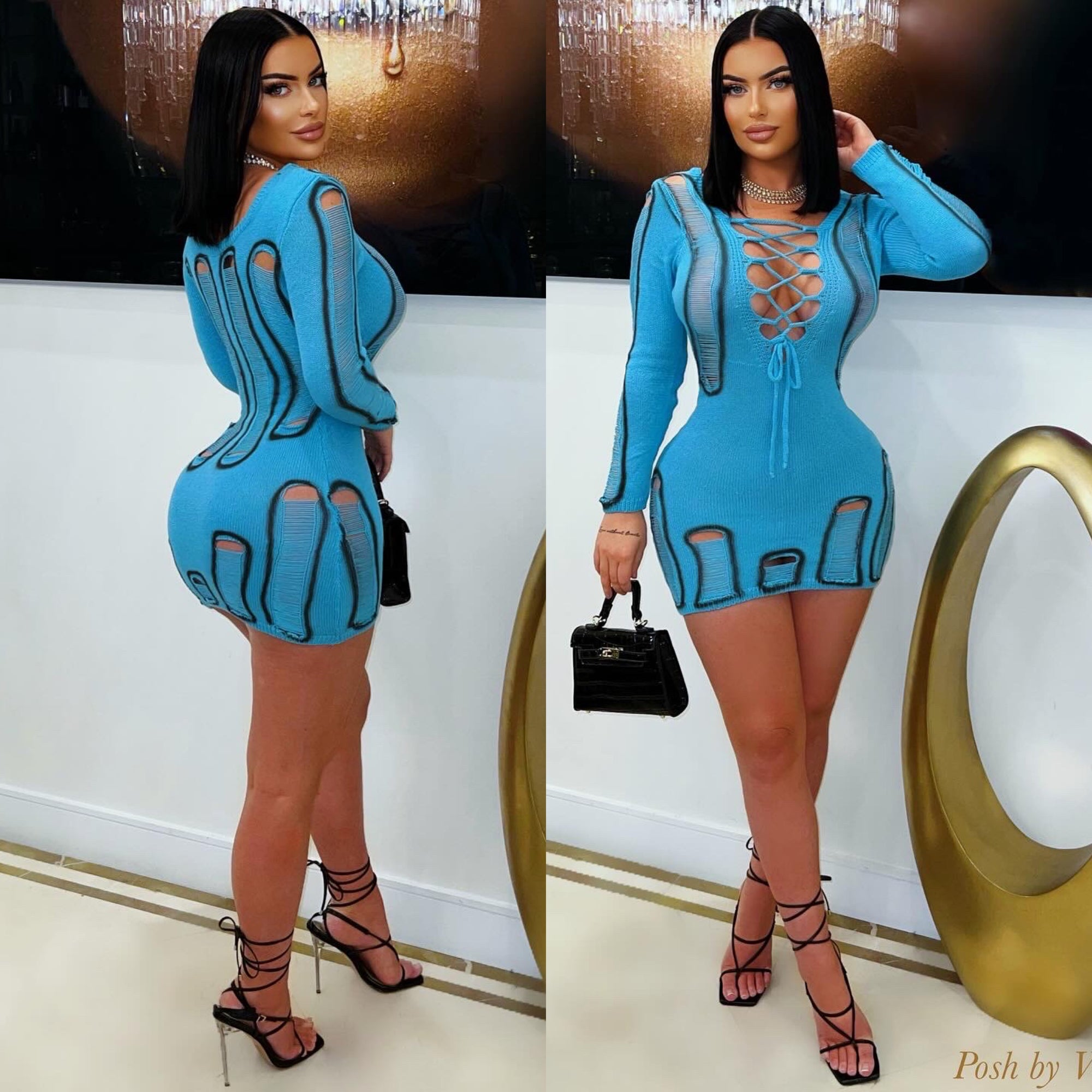 Alia knit dress (Blue/black)