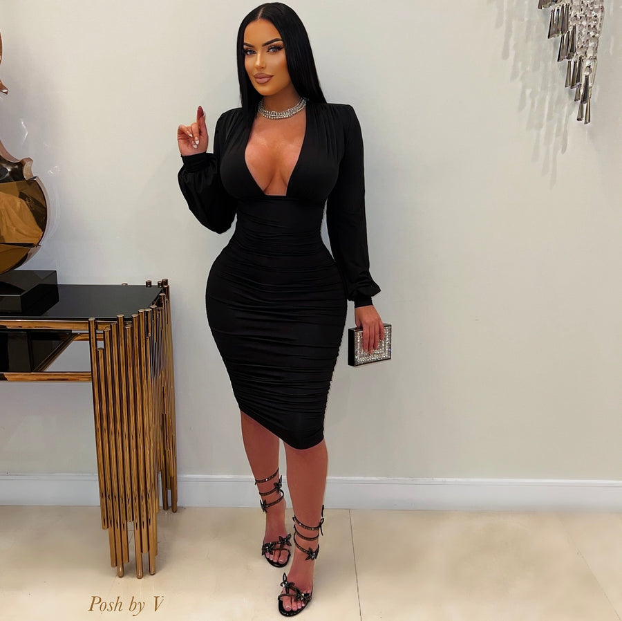 Libra ruched dress (Black)