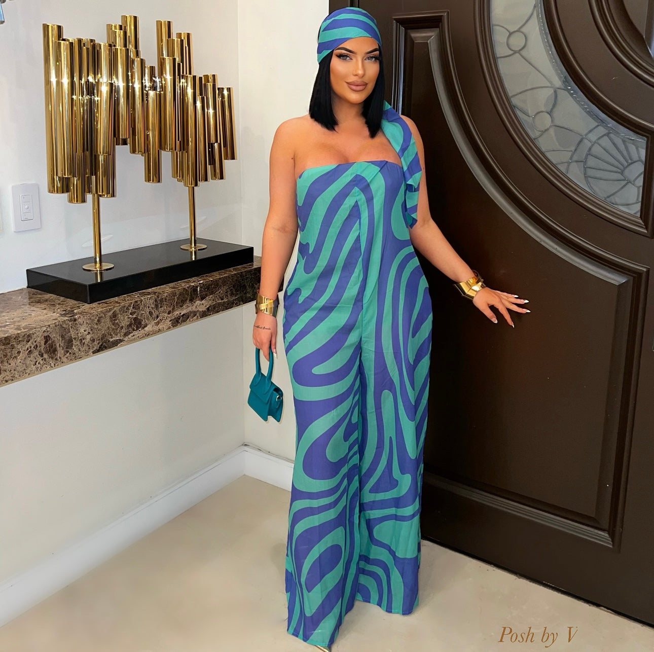 Tallina palazzo jumpsuit (Aqua/blue)
