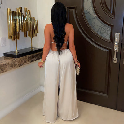 Hillary glam palazzo jumpsuit (Champagne)