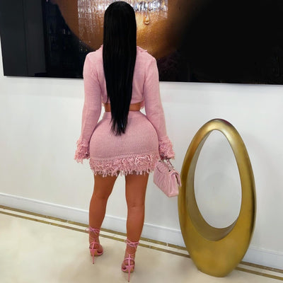 Cavi knit skirt set (Pink)