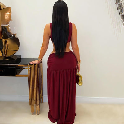 Amirali maxi dress (Wine/gold)