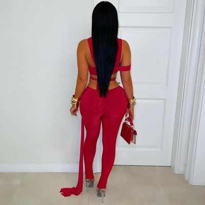 Ariel caged jumpsuit (Red)