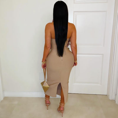 Roses bandage midi dress (Emerald)