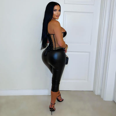 London corset leggings set (Black/nude)