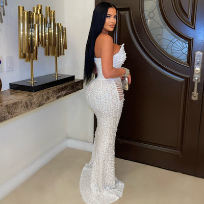 Allure pearl glam dress (White)
