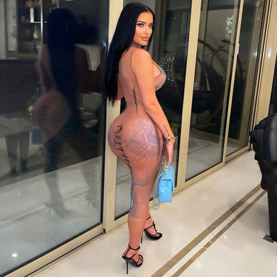 Haute couture body dress (Nude multi)