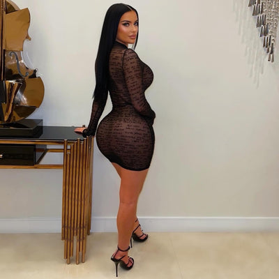 Script contour dress (Black)