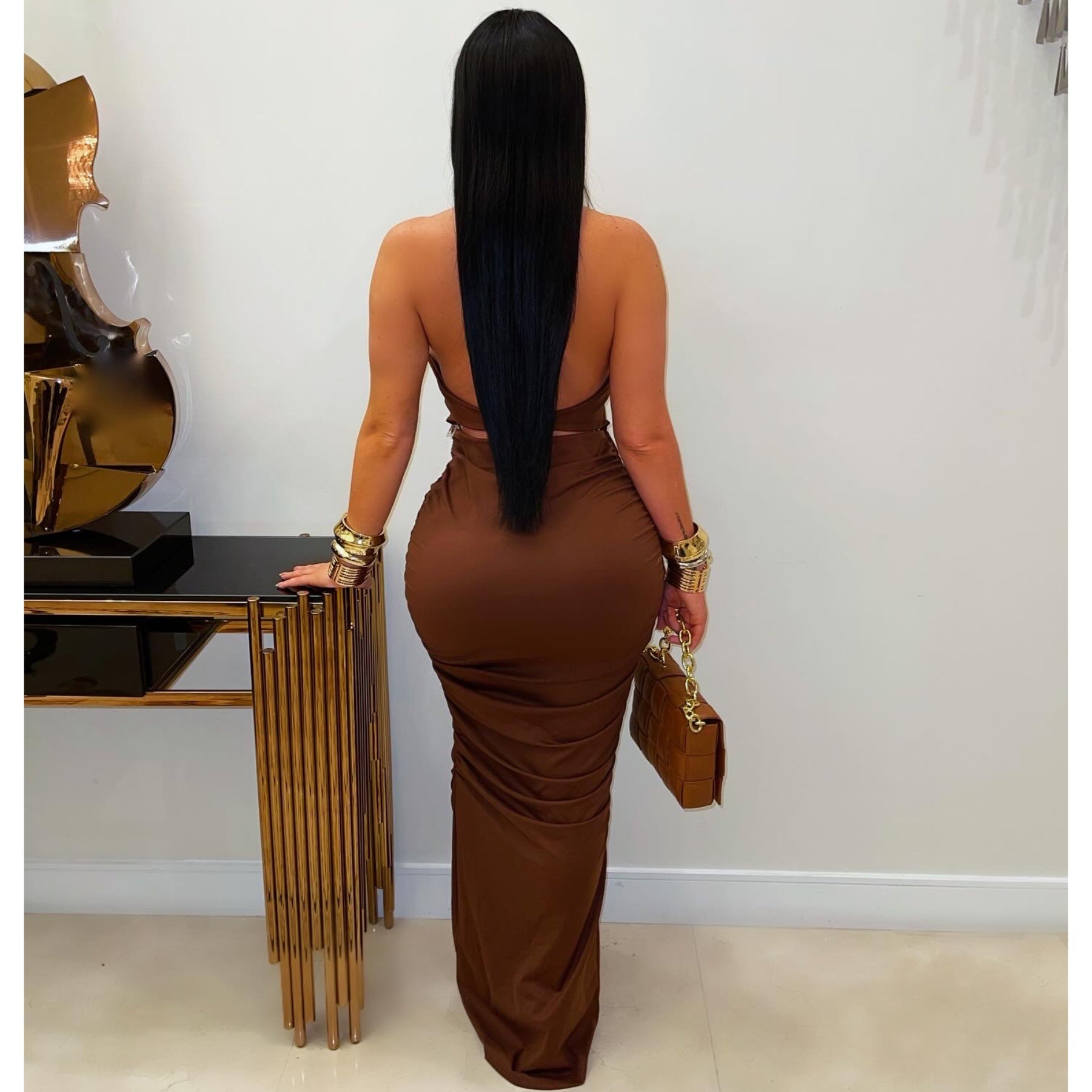 Arene maxi dress (Brown)