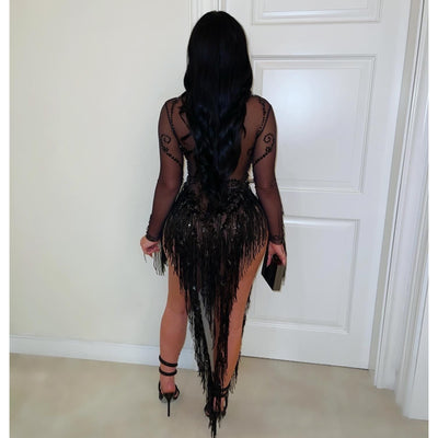 Alira crystal glam dress (Black)