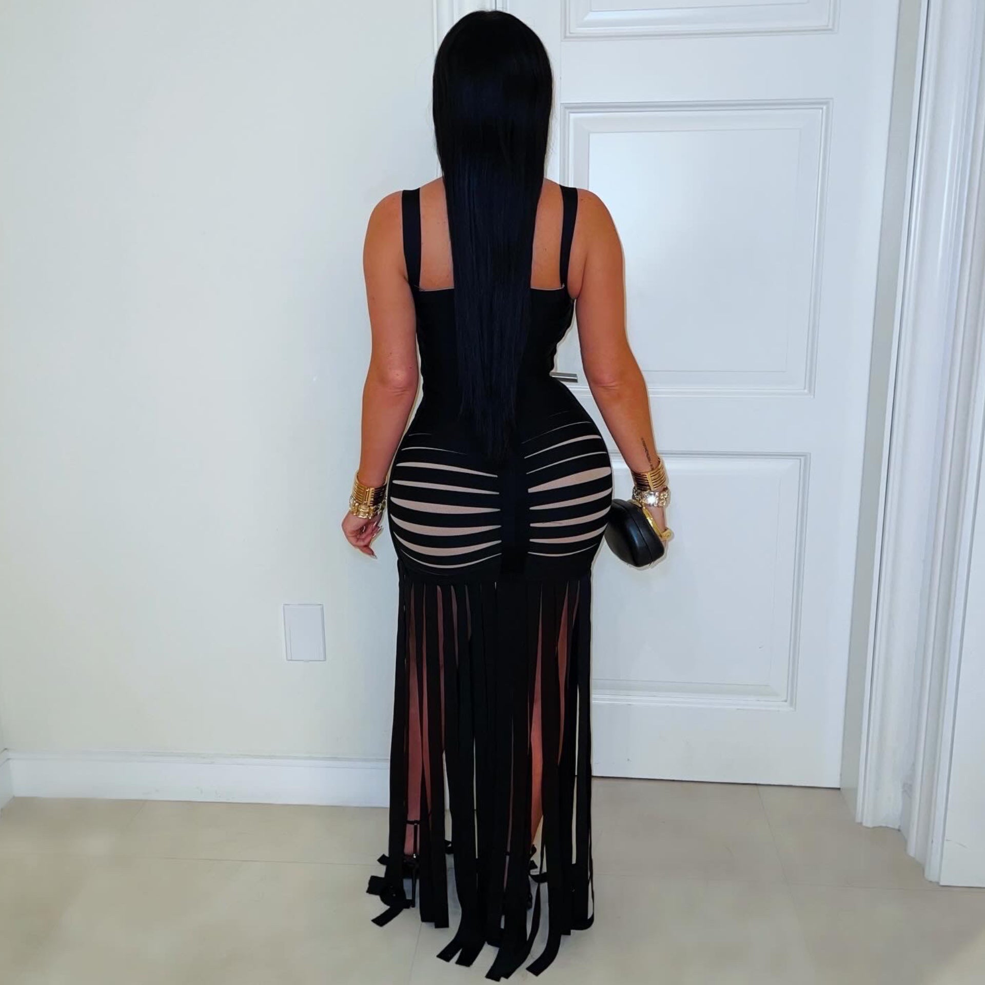 Emily slit bandage dress (Black)