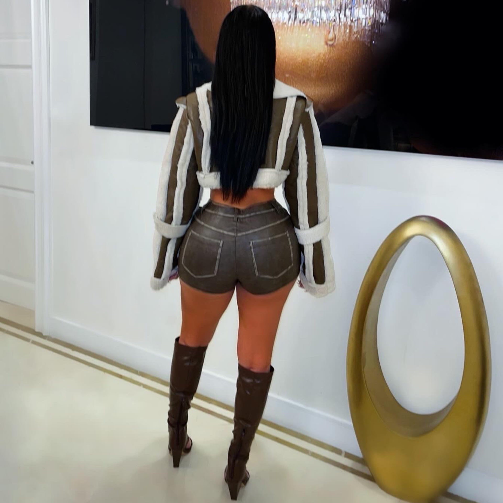 Carter leather skort (Brown)