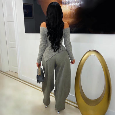 H.O.M.E ribbed top (Grey)