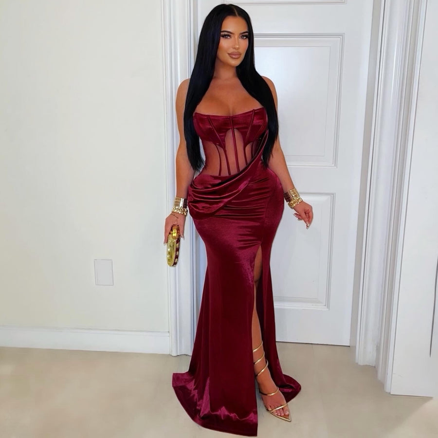 Rouge corset glam dress (Wine)